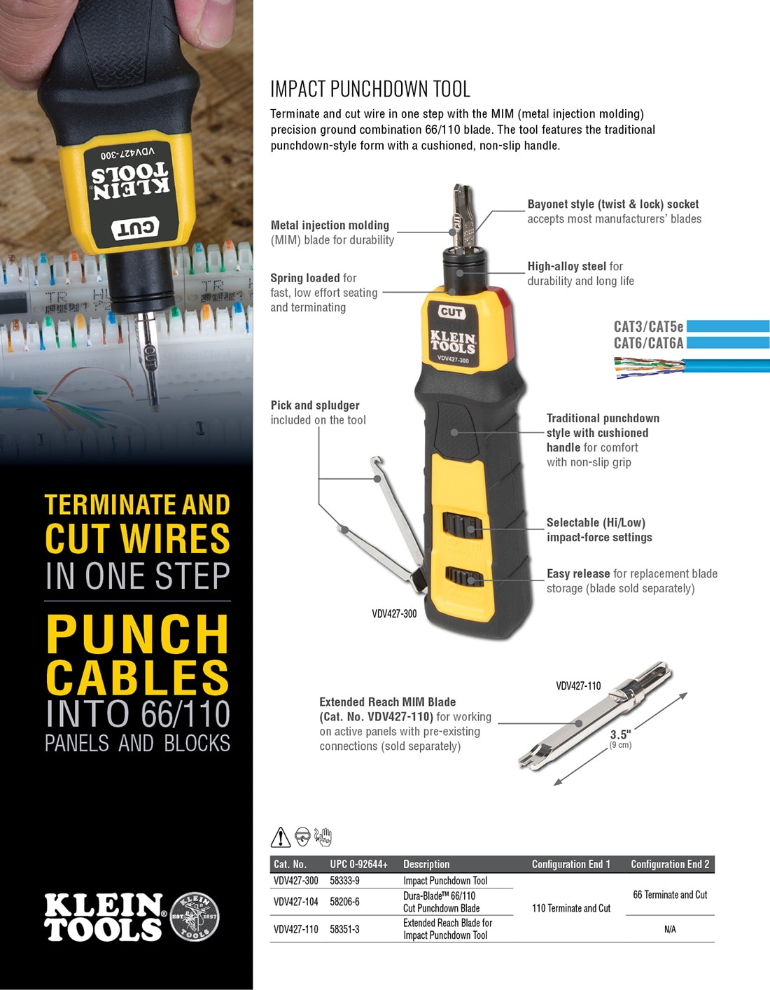 Klein Tools Impact Punch Down Tool, 66/110 Blade VDV427300 The Home Depot